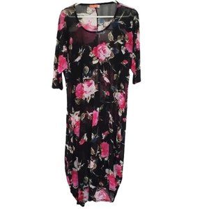 Hagara Sheer Floral Short Sleeve  Cover Up